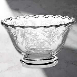 Mid Century Fostoria Heather Etched Crystal Snack Bowl